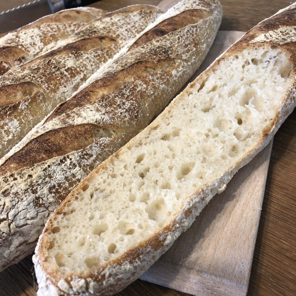 Baguettes are baked at a high temperature