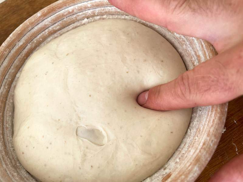 Push your finger gently into the dough