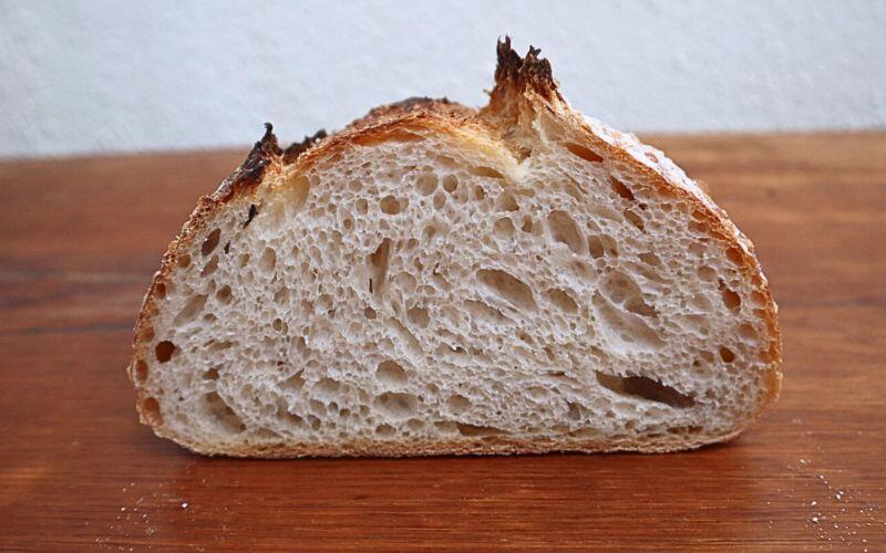 Sourdough bread with an open crumb